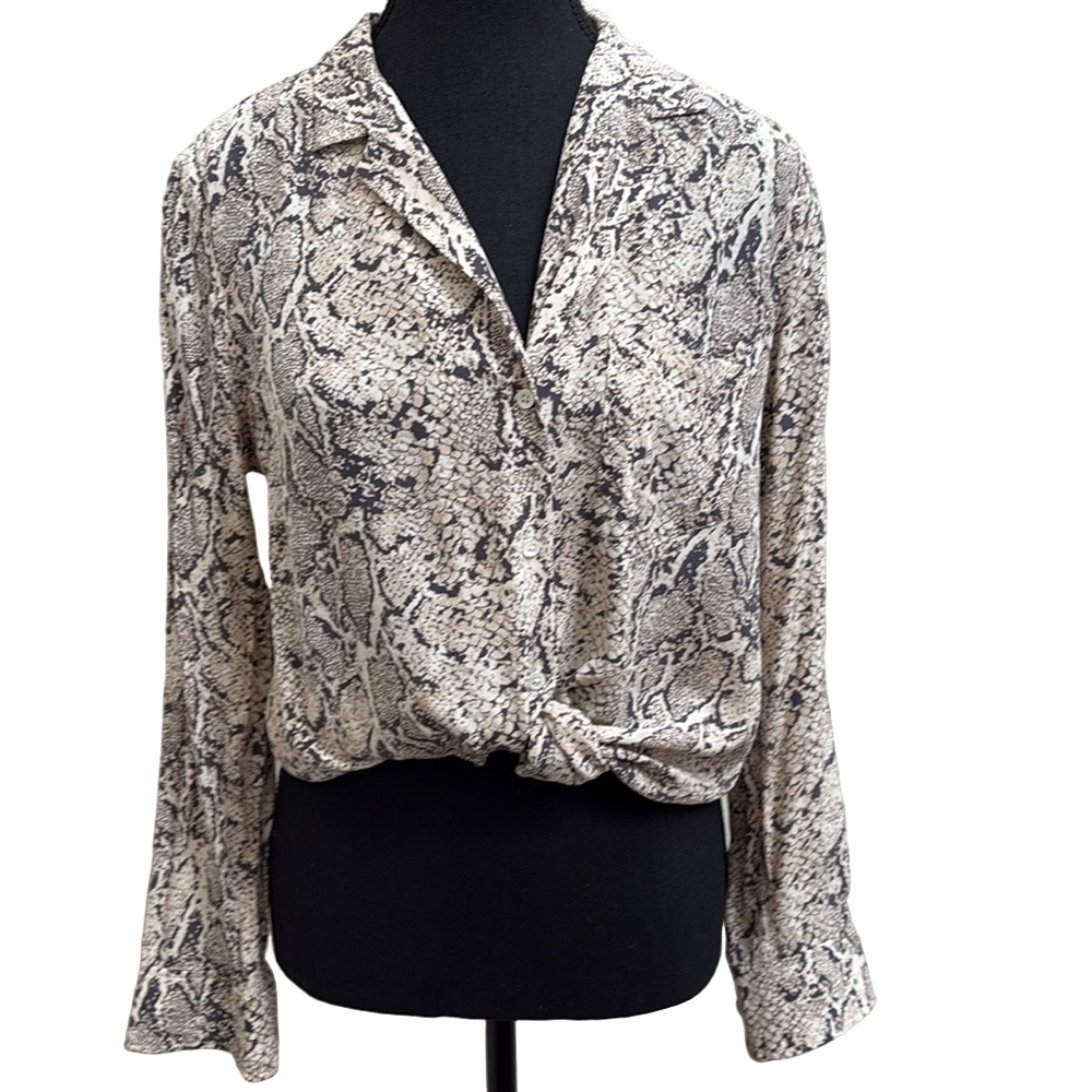 Rails Rebel Ivory Snakeskin Women’s Bold Print Blouse S